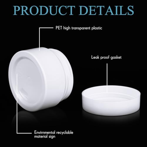 Image of Patelai 4 Pieces Round Wide-mouth Leak Proof Plastic Container Jars with Lids for Travel Storage Makeup Beauty Products Face Creams Oils Salves Ointments DIY Making(1 Ounce,Pure White)