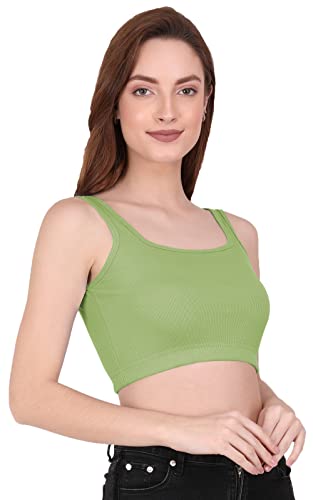 Image of THE BLAZZE 1044 Women's Cotton Basics Sexy Solid Square Neck Slim Sleeveless Saree Readymade Saree Bra Blouse Crop Top T-Shirt for Women