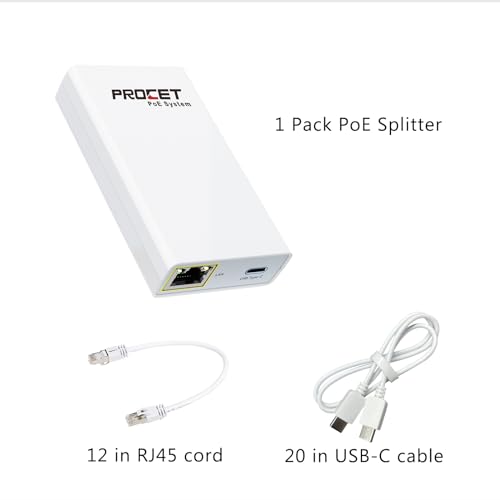 Adaptador Divisor PoE PROCET para Raspberry Pi 4 Model B, 15 W USB-C con Ethernet Gigabit, compatible con IEEE 802.3at miniatura 4
