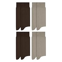 MASH Kit 4 Pares de Meias Mista Canelada Meia Social Masculina Adulto, 2 Caqui - 2 Marrom, 39-43