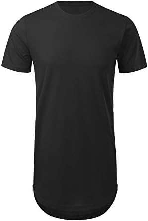 JD Apparel Men's Longline Crewneck T-Shirt with Zipper