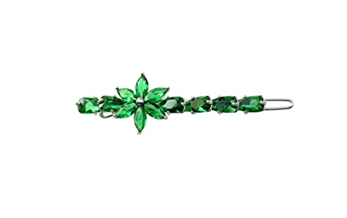 Clip de pelo floral de cristal CZ verde Faship para peinados elegantes