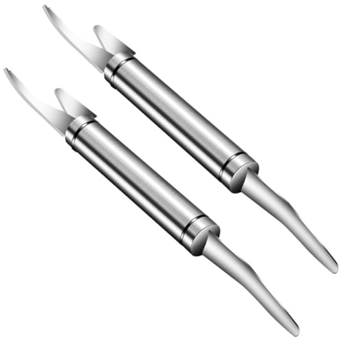 Gatuida Sbucciatore Portatile per Gamberetti in Acciaio Inox 304, Pulitore Doppio Uso per Rimozione Squame Pesce e Pulizia Gamberi, Set 2 Pezzi per Cucina Domestica e Ristoranti, Utensile