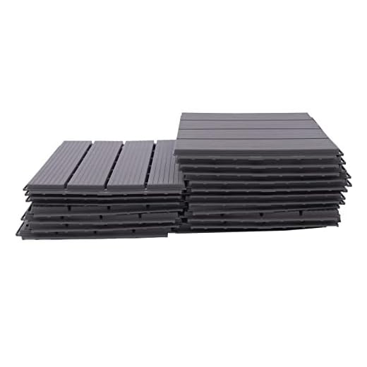 22 Piezas Baldosas de Suelo con Ranuras Antideslizantes de PP 30x30x1.6cm