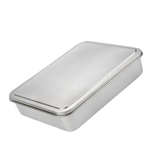 HEALEEP Molde para Hornear Rectangular Antiadherente de Acero Inoxidable con Tapa, Tamaño 33.5x28.5x6 Cm, Caja de Tiramisú y Pastel, Adecuado para Repostería y Almacenamiento en Cocina