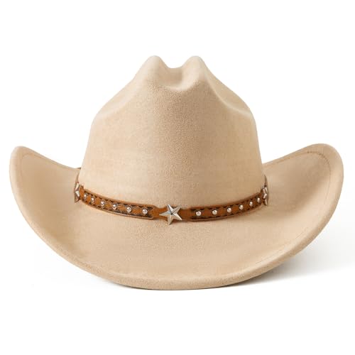 Jastore Kids Cowboy Hat for Girls Boys Western Cowgirl Hat with Buckle Belt Wide Brim Fedora Hat Dress Up Costume3