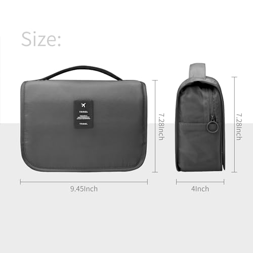 Image of Lcsmaokin Large Capacity Toiletry Bag Travel Bag with Hanging Hook for Men and Women Waterproof Travel Cosmetic Bag Bathroom Storage Bag for Brushes Set, Full-Sized Shampoo, Toiletries, Accessories,