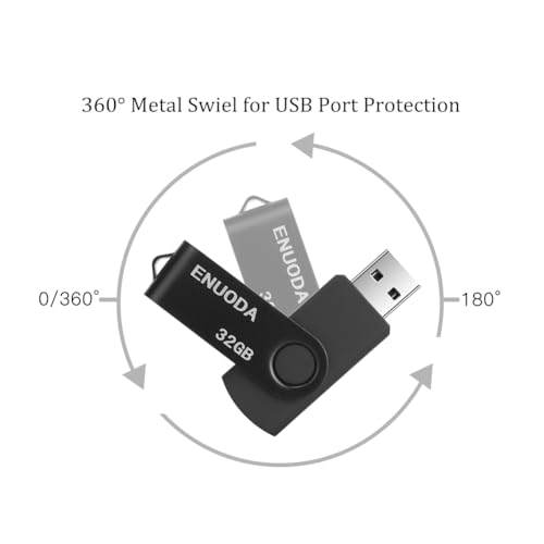 Image of 32GB Flash Drive ENUODA 1 Pack Thumb Drive 32GB USB 2.0 Memory Stick Jump Drive Pen Drive for File Storage and Data Transfer (Black)