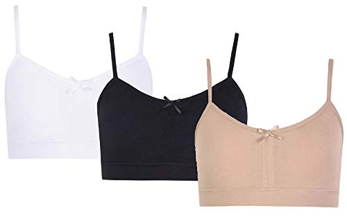 I&S Girl's Seamless Cami Crop Top Training Bras Adjustable Straps with Removable Padding Seamless - Value Pack 3 Bras