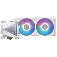 MSI MAG CORELIQUID I240 WHITE AIO CPU Liquid Cooler – Blocco ARGB, Ventole LDB, Water block a doppia camera, Radiatore a flusso separato, Supporto Mystic Light, compatibile con Intel e AMD