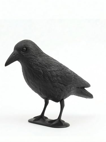 ENTIGO Taubenabwehr Rabe aus Kunststoff Vogelabwehr Krähe Attrappe Taubenschreck für Balkon Garten Dach und Terrasse natürliche Abwehr gegen Tauben und Vögel (1)