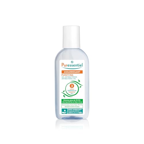 Puressentiel Purifying Antibacterial Gel 80 ml with 3 Essential Oils – Non-drying formula with Aloe Vera – Eliminates 99.9% of bacteria and viruses – Cleanses without water, soap or rinsing