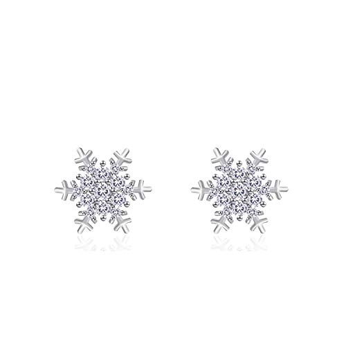 Yoqucol Snowflake Flower Shape Stud Zirconia Crystal Pierced Earrings For Women Girls #TOP20