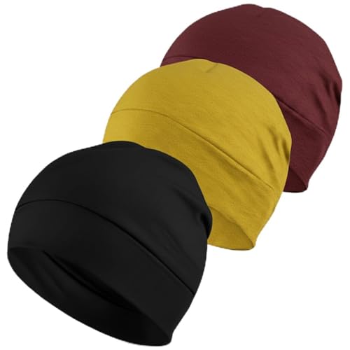Image of SATKARTAR Cotton Lycra Beanie Skull Cap | Soft, Stretchable Sleep Hat & Helmet Liner | Ideal for Biking, Cycling & Sports - Unisex