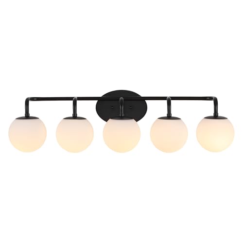 JONATHAN Y Louis Parisian Globe 33" Vanity 5-Light, Black