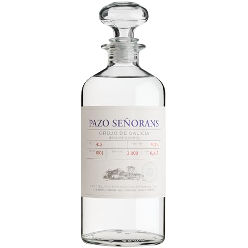 Pazo de Señorans - Aguardiente de Orujo | 100 % Albariño | Doble destilación tradicional | 41 % vol. | Cristalino, sedoso y aromático - 1 Botella 50cl