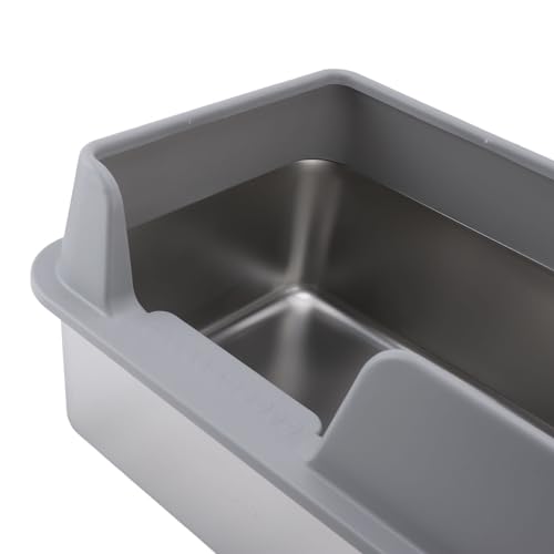 Bandeja de Areia de Aço Inoxidável à Prova de Respingos Grande Bandeja de Areia Lateral Alta Aberta