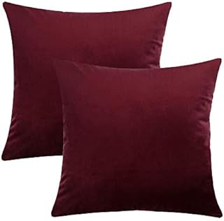 COWORK-UP Velvet Soft Cushion Cover Throw Pillow Case Decorative Square Sofa Pillowcase for Home Xmas Decor Favor, 18 x 18 inch / 45 x 45 cm with Invisible Zipper, Set of 2