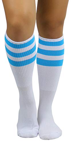 Image of ToBeInStyle Women's Premium Below Knee Athletic Socks w /Contrasting Wide Stripes