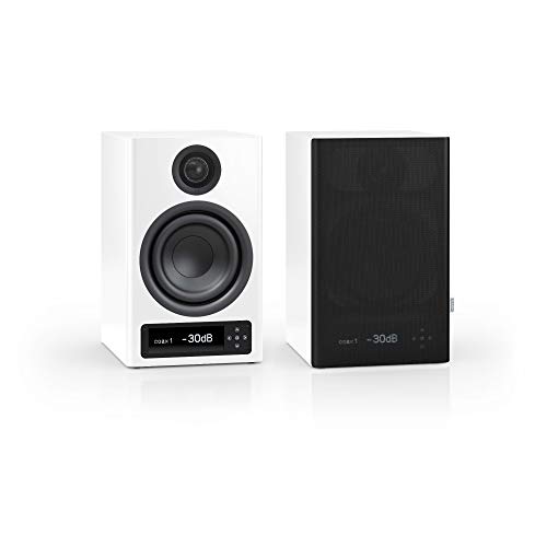 Nubert nuPro X-4000 RC Regallautsprecherpaar | Bluetooth Lautsprecher aptX HD | Lautsprecher Verbindung kabellos High Res | Schreibtischlautsprecher für Homeoffice | Kompaktlautsprecher Weiß | 2 Stück