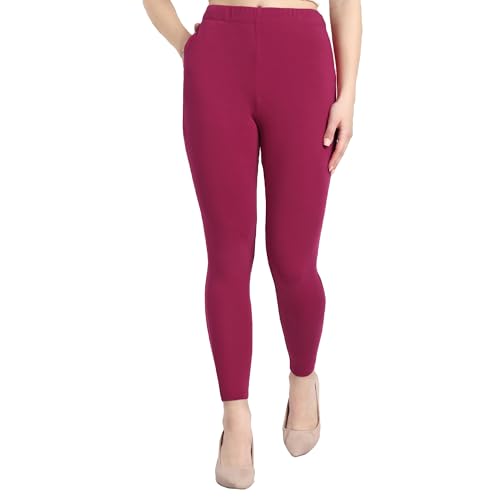 Image of ONE SKY Women Ankle Length Leggings | Premium Cotton Modal Spandex Blend | High Waist Stretchable & Bio-Washed Fabric | Colour-Lock | Ethnic Leggings for Women