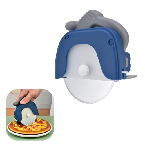 Pizza Cutter Professional Pizza Wheel Pizza Slicer Circular Saw Stainless Steel Pizza Wheel with Handle for Kitchen(Blue)