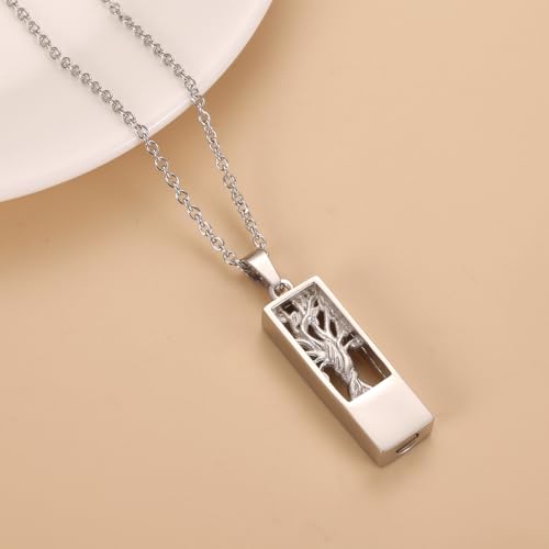 Tree Of Life Urn Necklace-Memorial Keepsake Pendant (1.18 inches) Ashes Holder For Loved Ones, Waterproof Engravable,Comfort Carry in Stainless Steel3