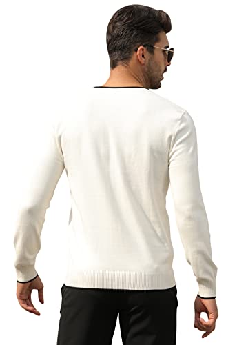 Esobo Men's Cotton V Neck Sweater Knitted Jumper Sweater Long Sleeve Pullover Top4