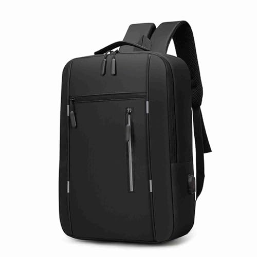 Fafeims Sac à Dos pour Ordinateur Portable, Sac à Dos de Voyage avec USB Charge Port Oxford Tissu Matériel pour Collégial de Travail Scolaire (BLACK)