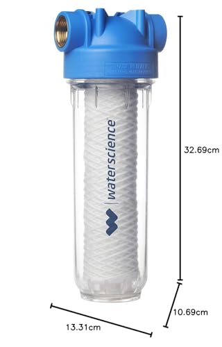 Image of WaterScience RIO Single Stage 10-Inch Mainline Hard Water Filter for Kitchen and Bathroom | Water Softener for Home | Applicable for 1BHK | Whole House Water Filter | Wall Mount - 2Y Warranty