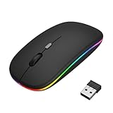 Rechargeable avec LED Rétroéclairée : Dites adieu aux piles jetables grâce à la batterie rechargeable intégrée de haute qualité, facilement rechargeable via câble USB C. La souris sans fil rechargeable dispose de 7 couleurs de lumière LED respirante qui changent automatiquement, ajoutant une ambiance cool et relaxante à votre espace de travail ou de jeu