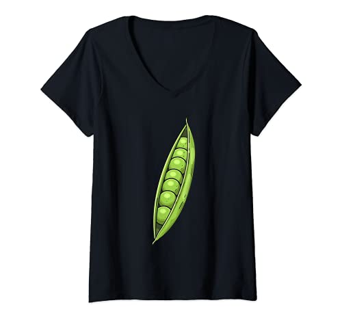 Womens Peas In A Pod Costume Halloween Easy Cosplay Lazy DIY Outfit V-Neck T-Shirt