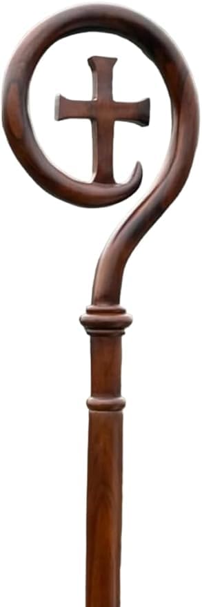 Wooden Bishop Crozier with Cross – 72” Rosewood Shepherd Staff for Liturgical Church Ceremonies, Religious Plays, and Clergy Gifts – Detachable & Polished Finish