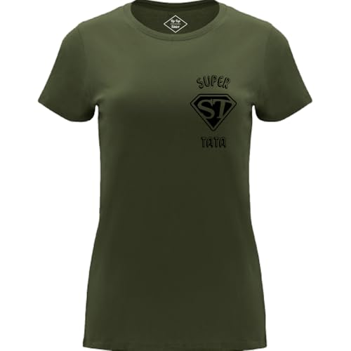 T-shirt femme Super Tata cœur kaki : le cadeau idéal et original pour gâter une tante formidable