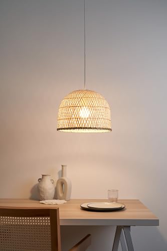 Luminaria colgante de techo para lámpara E27, modelo de bambú beige 48201 2