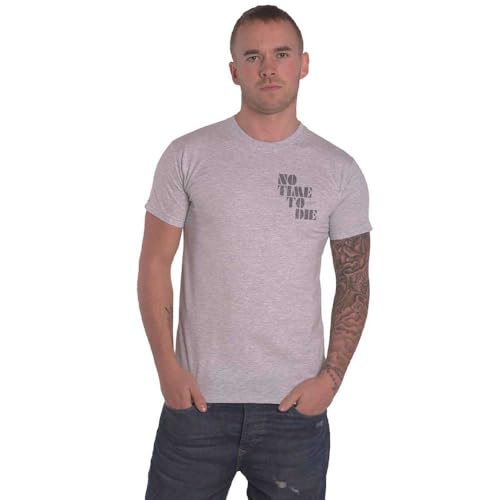 Rock Off officially licensed products James Bond 007 'No Time to Die & Logo' (Grey) T-Shirt (x-Large)