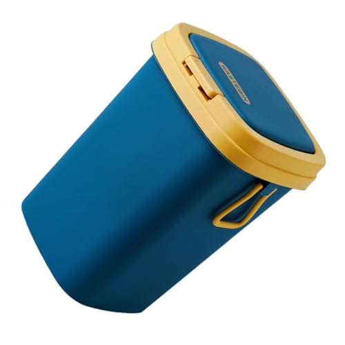 Caneca de basura portátil con tapa para cocina en azul
