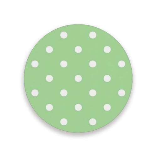 Posavasos redondos de cerámica de color verde claro con lunares, absorbentes, decorativos, decoración de comedor con respaldo de corcho