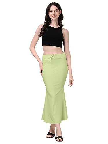 Image of Women's Saree Shapewear Petticoat, Cotton Blend Stretchable Mermaid Skirt, High Waist Tummy Control, Smooth Curve Fit with Adjustable Drawstring