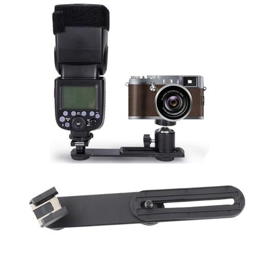 Akozon Dual Flash Bracket Verlängerung Bar , Flash Bracket Stativ Montage Kamera Licht Bracket mit 1/4 Zoll Schrauben und heißem Schuh für DSLR Kamera LED Licht Flash Licht Video Licht Stand