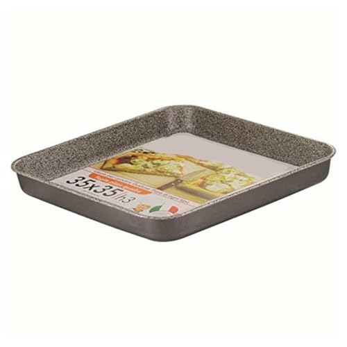 OISE ART STORE Trade Shop - Teglia Quadra Bassa Pizza 35x35xh3cm Forno Rivestimento Antiaderente AntiGraffio 036879m -