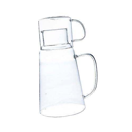 Healifty Brocca Per Acqua Di Raffreddamento in Vetro Resistente Al Calore 1200ml, Bollitore Per Succhi Di Frutta Design Anti-perdita e Manico Ergonomico, Set Caraffa Per Bevande Calde e Fredde