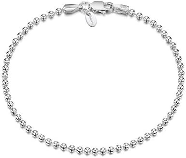 Amberta 925 Sterling Silver 2 mm Ball Chain Bracelet Length 7" inch / 18 cm (7)