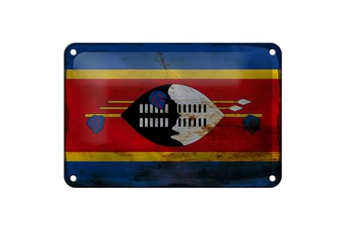 Femer Blechschild Flagge Swasiland 18x12cm Flag Eswatini Rost Dekoration