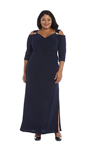 R&M Richards Women's Gathered Off The Shoulder V-Neck Gown4