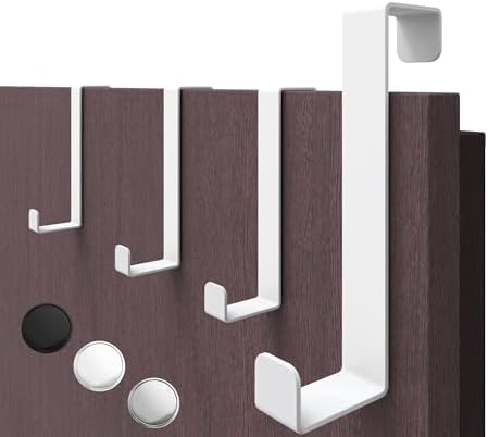 4smile Türhaken zum Einhängen, 4er Set - Weiß | Edelstahl Kleiderhaken für Tür oder Schrank, vielseitige Haken, Türgarderobe mit hoher Tragkraft, stabile Türhakenleiste