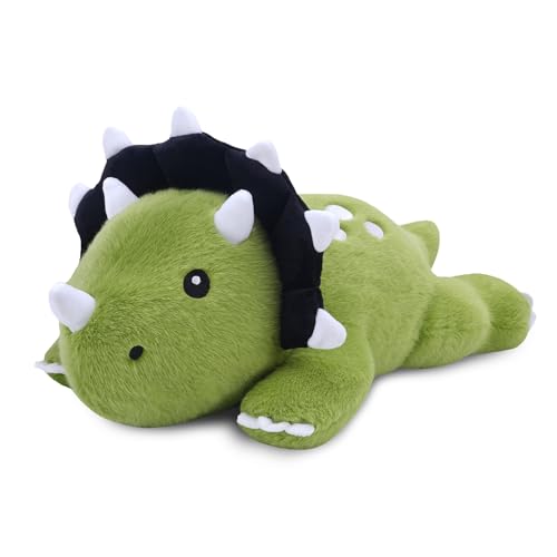 SQEQE Weighted Triceratops Dinosaur Plush Weighted Stuffed Animal Dinosaur for Comforting Hugs Soft Plushie Toy Pillow Gift for Kids Valentines Birthday Decoration 9.8 Inch 0.8 Lb