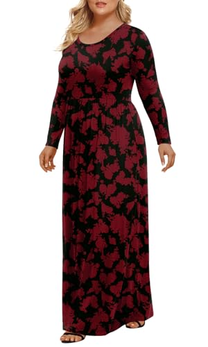 Image of LONGYUAN Women's Plus Size Maxi Dresses for Curvy Women Casual Long Dress XL-6XL