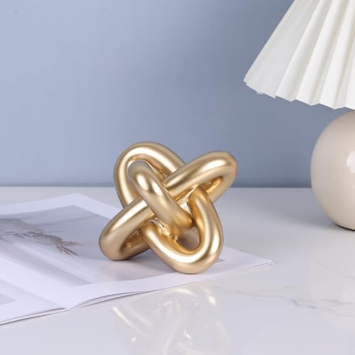Escultura Decorativa Nudo Dorado Geométrico Moderna miniatura 6