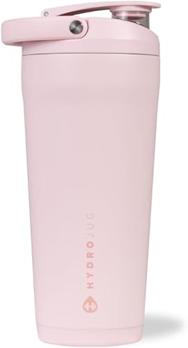 HydroJug Coctelera de acero inoxidable de 24 onzas, aislada, a prueba de fugas, sin BPA con rejilla de mezcla silenciosa, sin grumos, sin ruido,